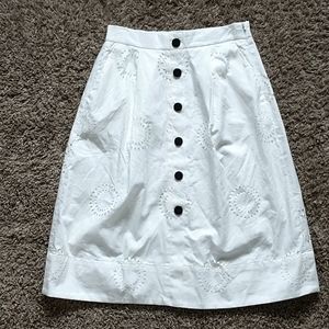 High waisted white button fancy skirt